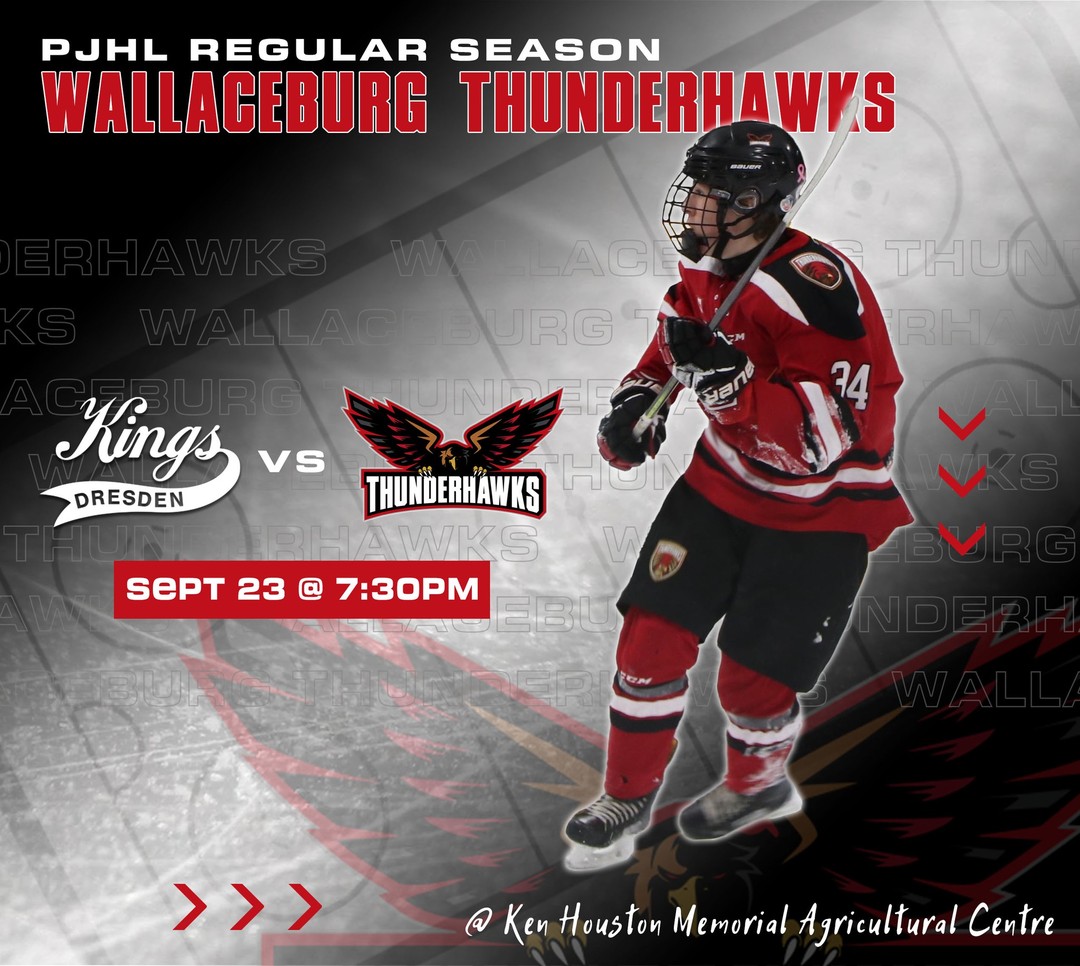 🚨It's GAME DAY!!🚨

The Wallaceburg Thunderhawks are in Dresden tonight to take on the Dresden Jr Kings @ Ken Houston Memorial Agricultural Centre

🏒Puck drops at 7:30pm

#pjhl #hockey #Thunderhawks